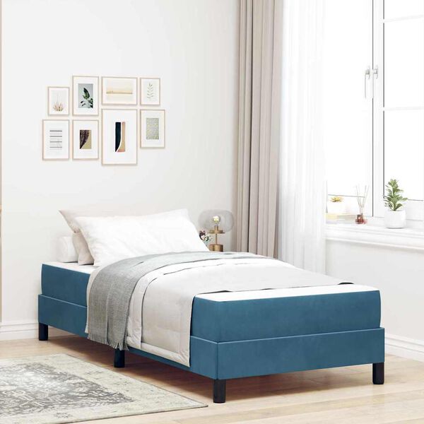 vidaXL Letto a molle con materasso Blu Scuro 80 x 200 cm Tessuto