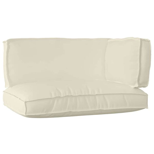 vidaXL Set di Cuscini per Pallet 3 pcs Crema Tessuto Oxford