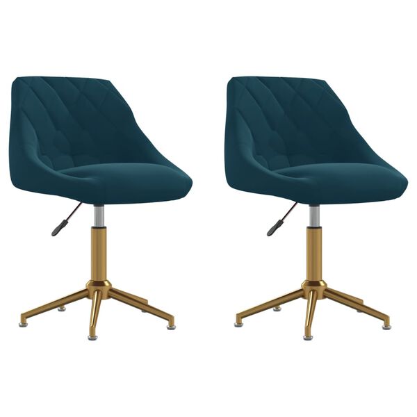 vidaXL Sedie da Pranzo Girevoli 2 pz Blu in Velluto