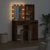 vidaXL Set da tavolo da trucco con LED con porta 2 pcs Legno vecchio