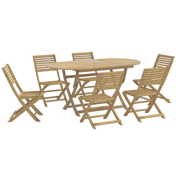 vidaXL Set da Pranzo da Giardino 7 pz in Legno Massello di Acacia