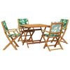 vidaXL Set Pranzo da Giardino 5 pz Foglie in Tessuto e Legno Massello