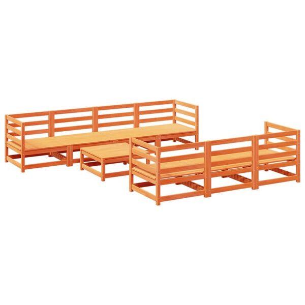 vidaXL Set Divani da Giardino 8 pz Marrone Cera Legno Massello Pino