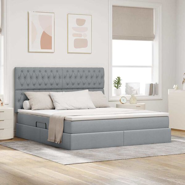 vidaXL Letto con contenitore e LED Grigio chiaro 160 x 200 cm