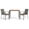 vidaXL Set da Pranzo da Giardino 3 pz con Cuscini in Polyrattan Grigio