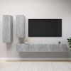 vidaXL Set di Mobili Porta TV 4 pz Grigio Cemento in Legno Multistrato
