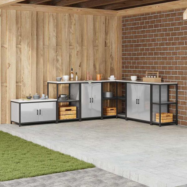 vidaXL Stoccaggio in cucina con porta Argento 60 x 50 x 92 cm Acciaio