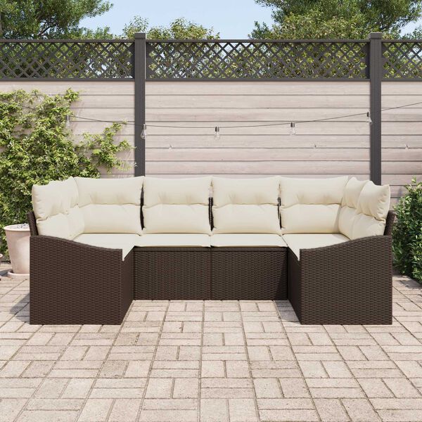 vidaXL Set di divani con cuscino 6 pcs Marrone polyrattan