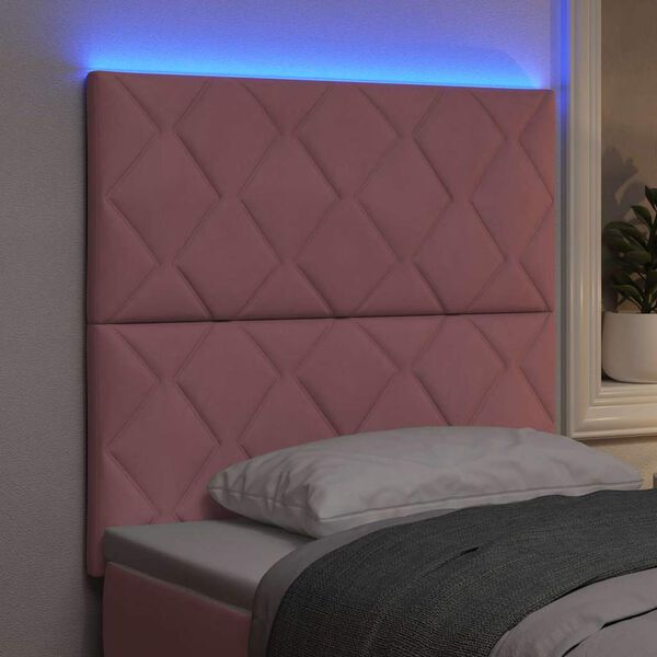 vidaXL Testiera LED con testiera Rosa 100 cm Pelle Sintetica