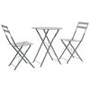 vidaXL Set da Bistrot 3 pz in Acciaio Grigio