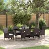 vidaXL Set da Pranzo per Giardino con cuscino 7 pcs Marrone polyrattan