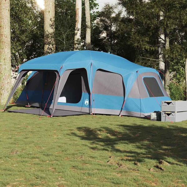 vidaXL Tenda da Campeggio con Portico Cupola 9Persone Blu Impermeabile