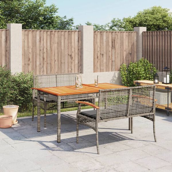 vidaXL Set da Pranzo da Giardino 3 pz con Cuscini in Polyrattan Grigio