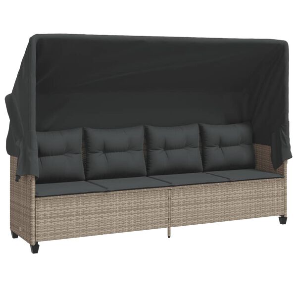 vidaXL Set Divano da Giardino 5pz con Cuscini Grigio Chiaro Polyrattan