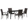 vidaXL Set da Pranzo per Giardino 5 pcs Marrone