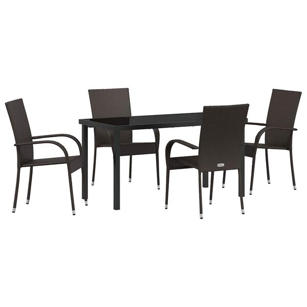 vidaXL Set da Pranzo per Giardino 5 pcs Marrone