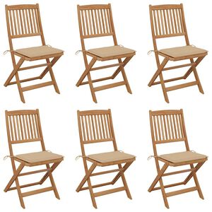 vidaXL Sedie da Giardino Pieghevoli 6 pz con Cuscini Massello Acacia