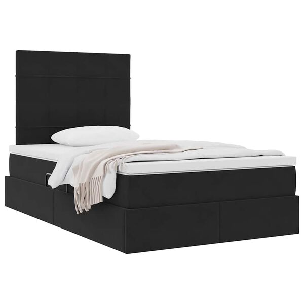 vidaXL Letto con contenitore e materasso Nero 120 x 190 cm Velluto