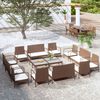 vidaXL Set Divani da Giardino 16 pz con Cuscini in Polyrattan Marrone