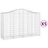 vidaXL Cesti Gabbioni ad Arco 5 pz 200x50x120/140 cm Ferro Zincato