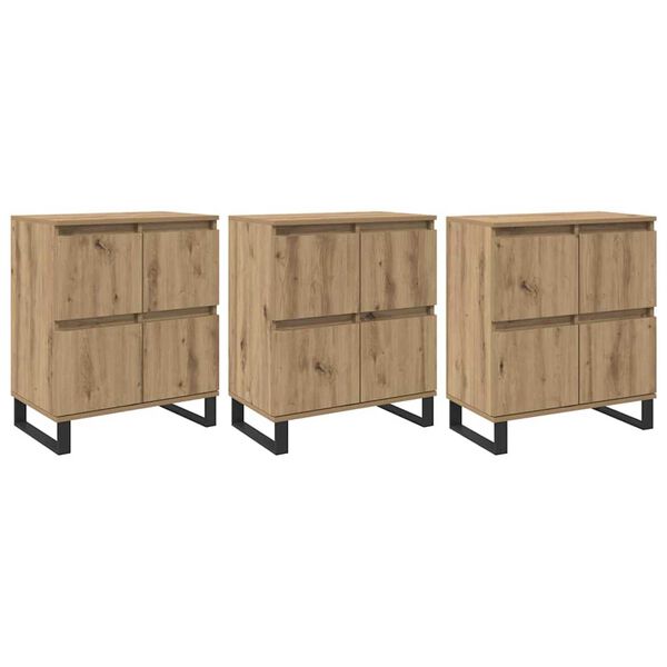 vidaXL Credenza 3 pcs Rovere artigianale 60 x 35 x 70 cm