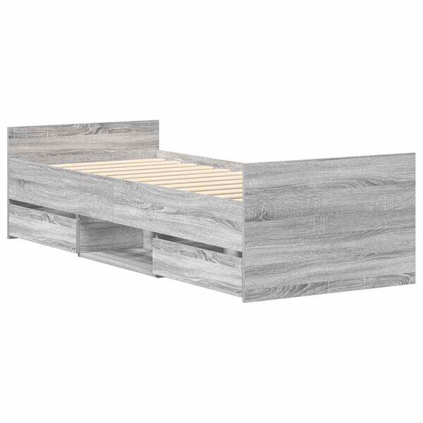 vidaXL Giroletto con Testiera e Pediera Grigio Sonoma 75x190 cm