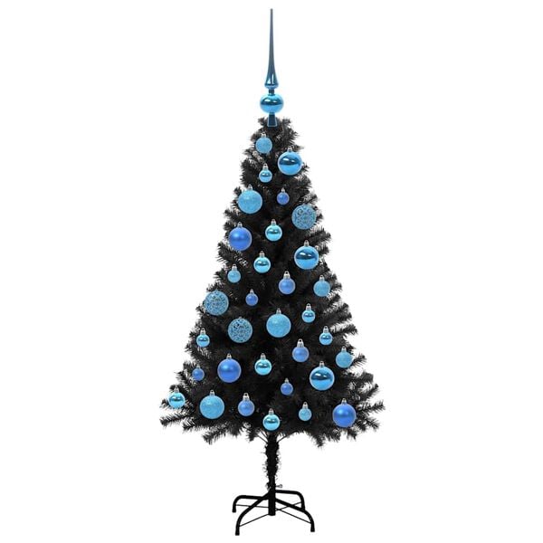 vidaXL Albero di Natale con 150 LED con supporto Nero 120 cm PVC