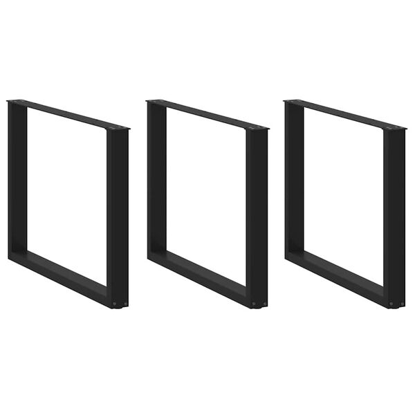 vidaXL Gambe per tavolo da pranzo a forma di U 3 pz nere 100x(72-73) cm in acciaio