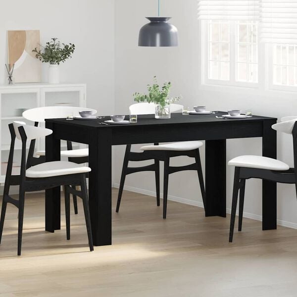 vidaXL Tavolo da pranzo Rovere Nero 140 x 74,5 x 76 cm polyrattan