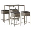 vidaXL Set Bar da Giardino 5 pz con Cuscini in Polyrattan Grigio