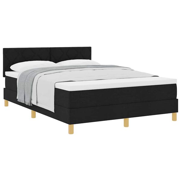 vidaXL Letto box spring con materasso Nero 160 x 200 cm Tessuto