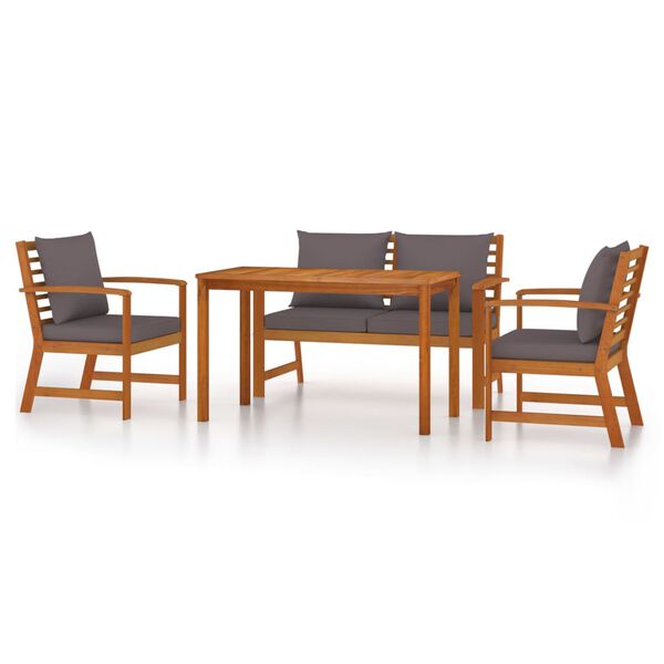 vidaXL Set da Pranzo Giardino 4pz con Cuscini Legno Massello di Acacia