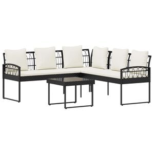 vidaXL Set Divano da Giardino con cuscino 2 pcs Nero e Crema