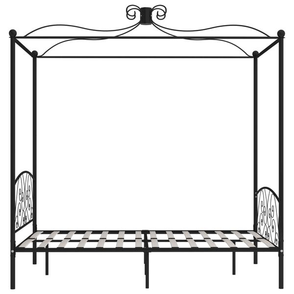 vidaXL Letto a Baldacchino Nero in Metallo 120x200 cm