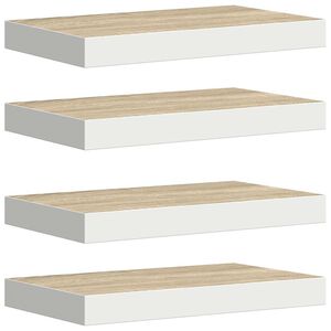 vidaXL Scaffali a Parete 4 pz Rovere e Bianco 40x23,5x3,8 cm in MDF