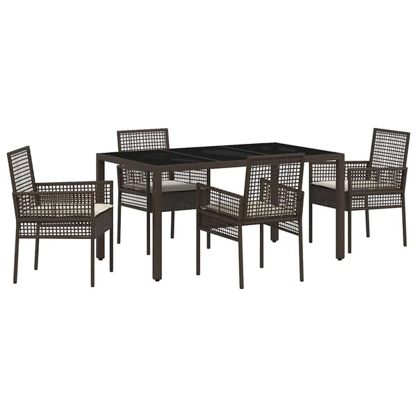 vidaXL Set da Pranzo per Giardino 5 pcs Marrone polyrattan