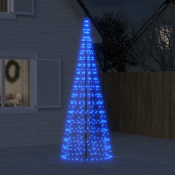 vidaXL Albero di Natale a LED su Asta della Bandiera 550 LED Blu 300cm