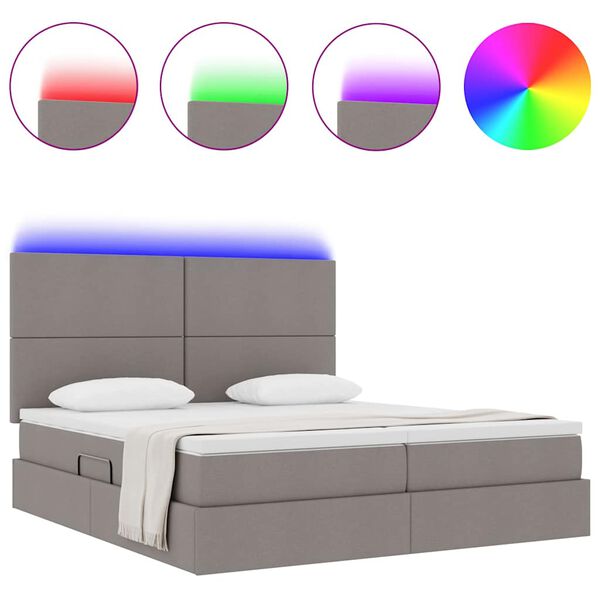 vidaXL Letto con luci a strisce a LED Talpa 180 x 200 cm Tessuto