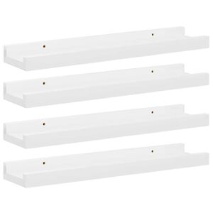 vidaXL Mensole da Parete 4 pz Bianco Lucido 40x9x3 cm