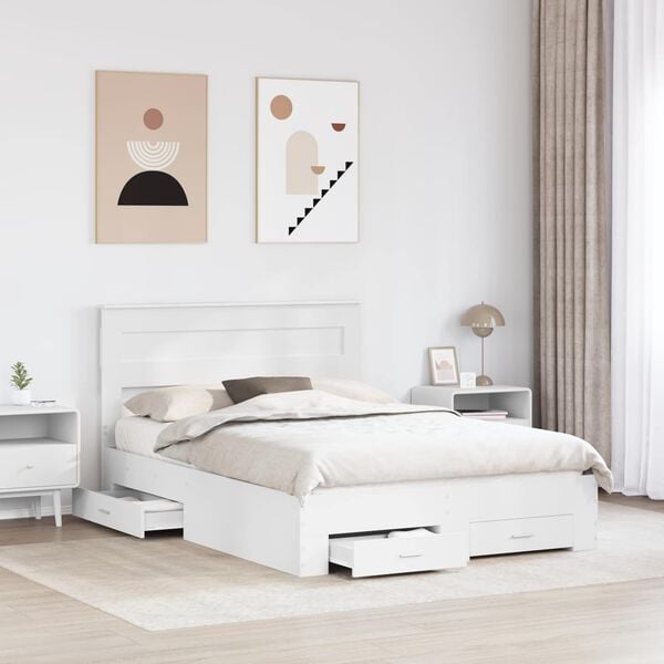 vidaXL Struttura del letto Bianco 160 x 200 cm Legno multistrato