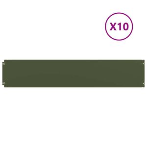 vidaXL Bordure per Prato 10 pz Verde Oliva Acciaio Laminato a Freddo