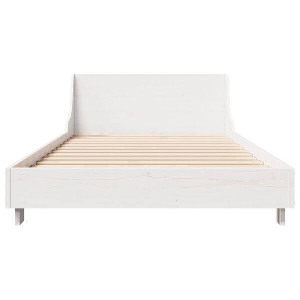 vidaXL Letto senza Materasso Bianco 75x190 in Legno Massello di Pino
