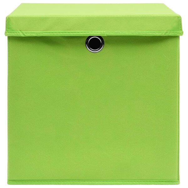 vidaXL Contenitori con Coperchi 4 pz 28x28x28 cm Verde