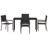 vidaXL Set da Pranzo per Giardino con cuscino 5 pcs Nero polyrattan
