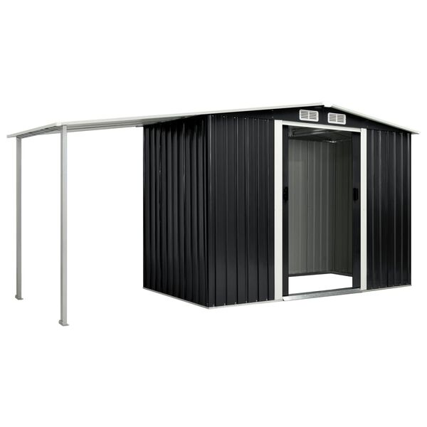vidaXL Capanno con Porte Scorrevoli Antracite 386x131x178cm Acciaio