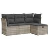 vidaXL Set Divano da Giardino 4pz con Cuscini Grigio Chiaro Polyrattan