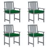 vidaXL Sedie da Giardino con Cuscini 4 pz in Massello di Acacia Grigio