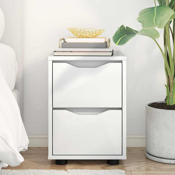 vidaXL Comodino Bianco Lucido 30,5 x 30 x 43 cm Legno multistrato