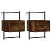 vidaXL Comodini a Muro 2 pz Rovere Fumo 35x30x51 cm Legno Multistrato