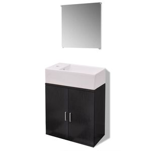 vidaXL Set Mobili da Bagno con Lavabo 3 pz Nero
